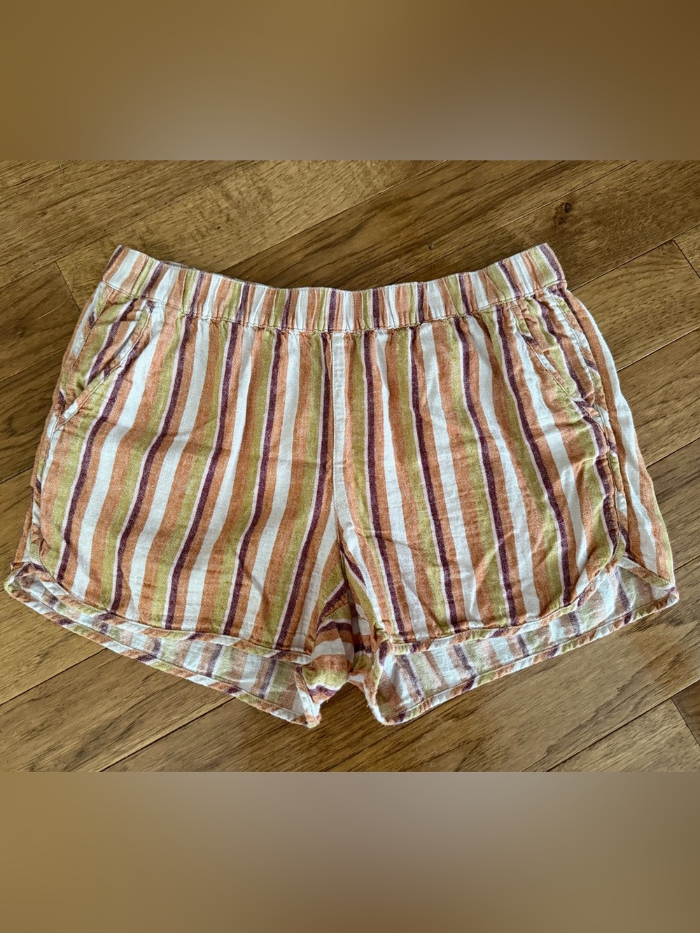 MADEWELL Linen-Cotton Pull-On Shorts Stripe M